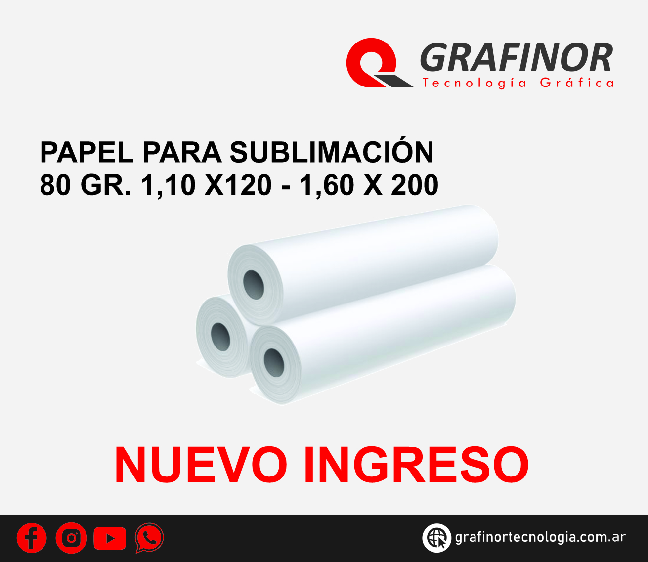 ROLLO PAPEL PARA SUBLIMAR 80 GR (1,60 x 200) – Grafinor Tecnología